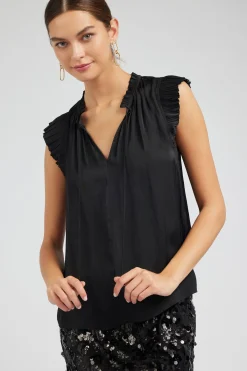 New Margot Pleated Sleeve Blouse Women Sleeveless Tops | Short Sleeve Tops