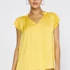 Hot Margot Pleated Sleeve Blouse Women Sleeveless Tops | Short Sleeve Tops