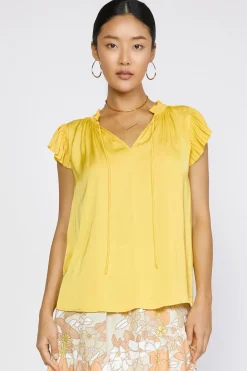 Hot Margot Pleated Sleeve Blouse Women Sleeveless Tops | Short Sleeve Tops