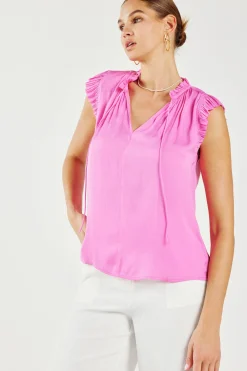 New Margot Pleated Sleeve Blouse Women Short Sleeve Tops