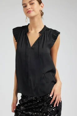 New Margot Pleated Sleeve Blouse Women Sleeveless Tops | Short Sleeve Tops