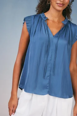 Online Margot Pleated Sleeve Blouse Women Short Sleeve Tops
