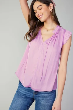 Fashion Margot Pleated Sleeve Blouse Women Sleeveless Tops | Short Sleeve Tops