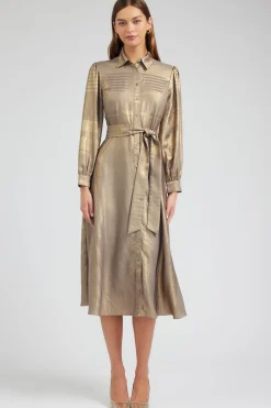 Online Metallic Buttondown Dress Women Maxi Dresses | Midi Dresses