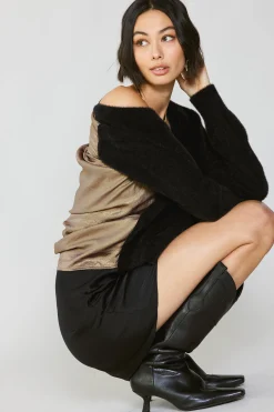 Discount Metallic Contrast Cardigan Women Cardigans