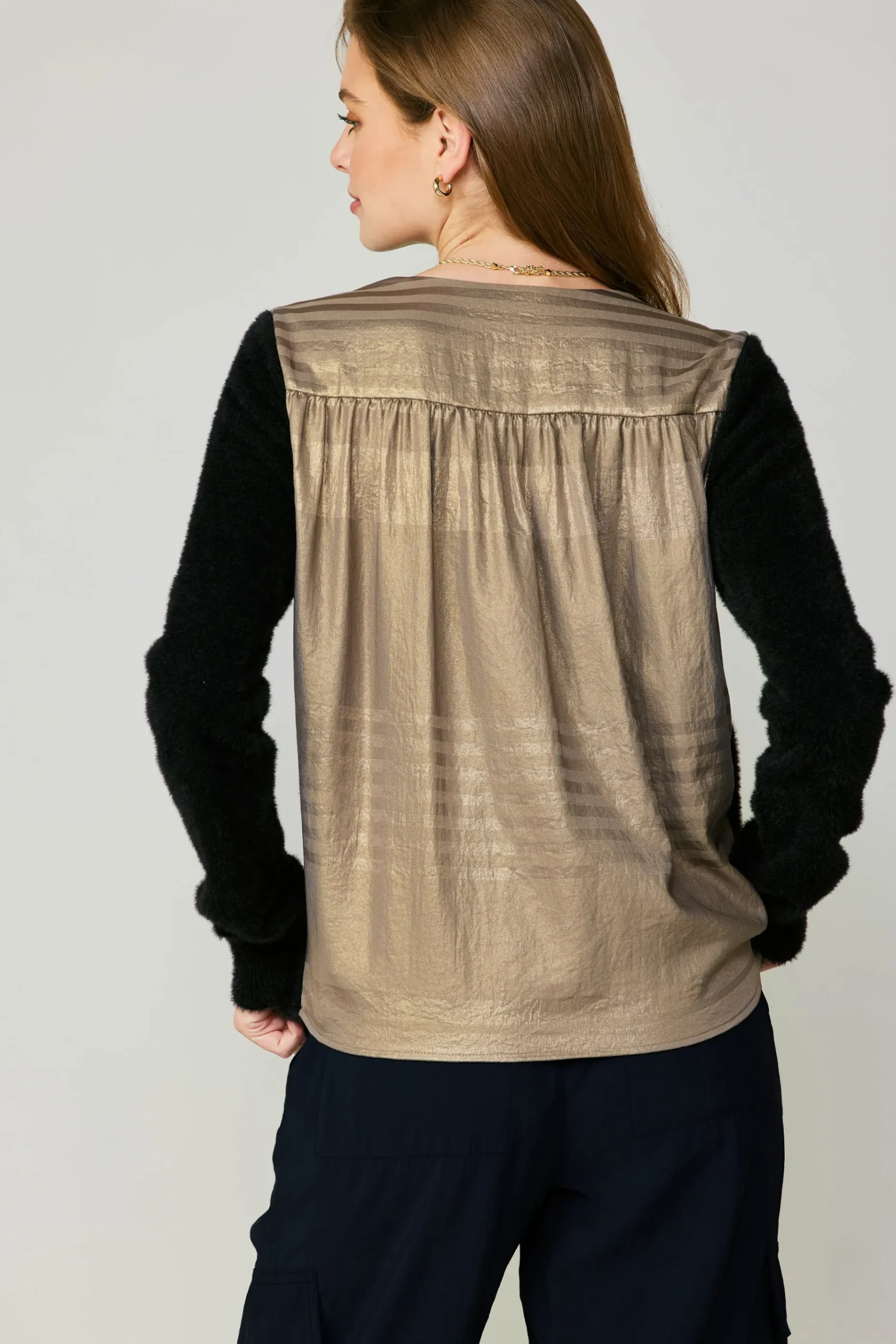 Discount Metallic Contrast Cardigan Women Cardigans