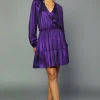 Outlet Metallic Purple Mini Dress Women Mini Dresses