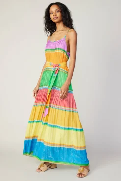 Best Multicolored Pleated Cami Dress Women Maxi Dresses | Midi Dresses