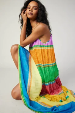 Best Multicolored Pleated Cami Dress Women Maxi Dresses | Midi Dresses