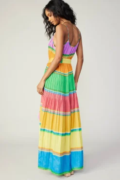 Best Multicolored Pleated Cami Dress Women Maxi Dresses | Midi Dresses