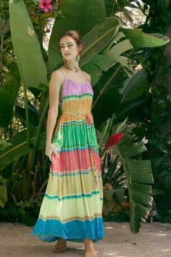 Best Multicolored Pleated Cami Dress Women Maxi Dresses | Midi Dresses