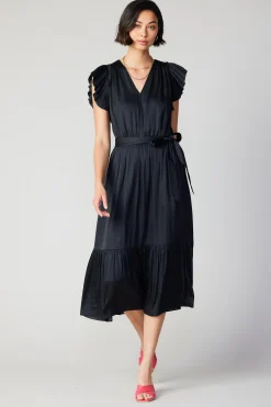 New Natalia Flutter Sleeve Dress Women Midi Dresses