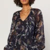 Online Navy Floral Long Sleeve Top Women Long Sleeve Tops
