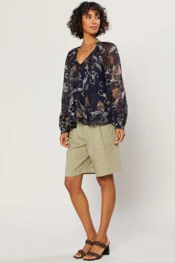 Online Navy Floral Long Sleeve Top Women Long Sleeve Tops