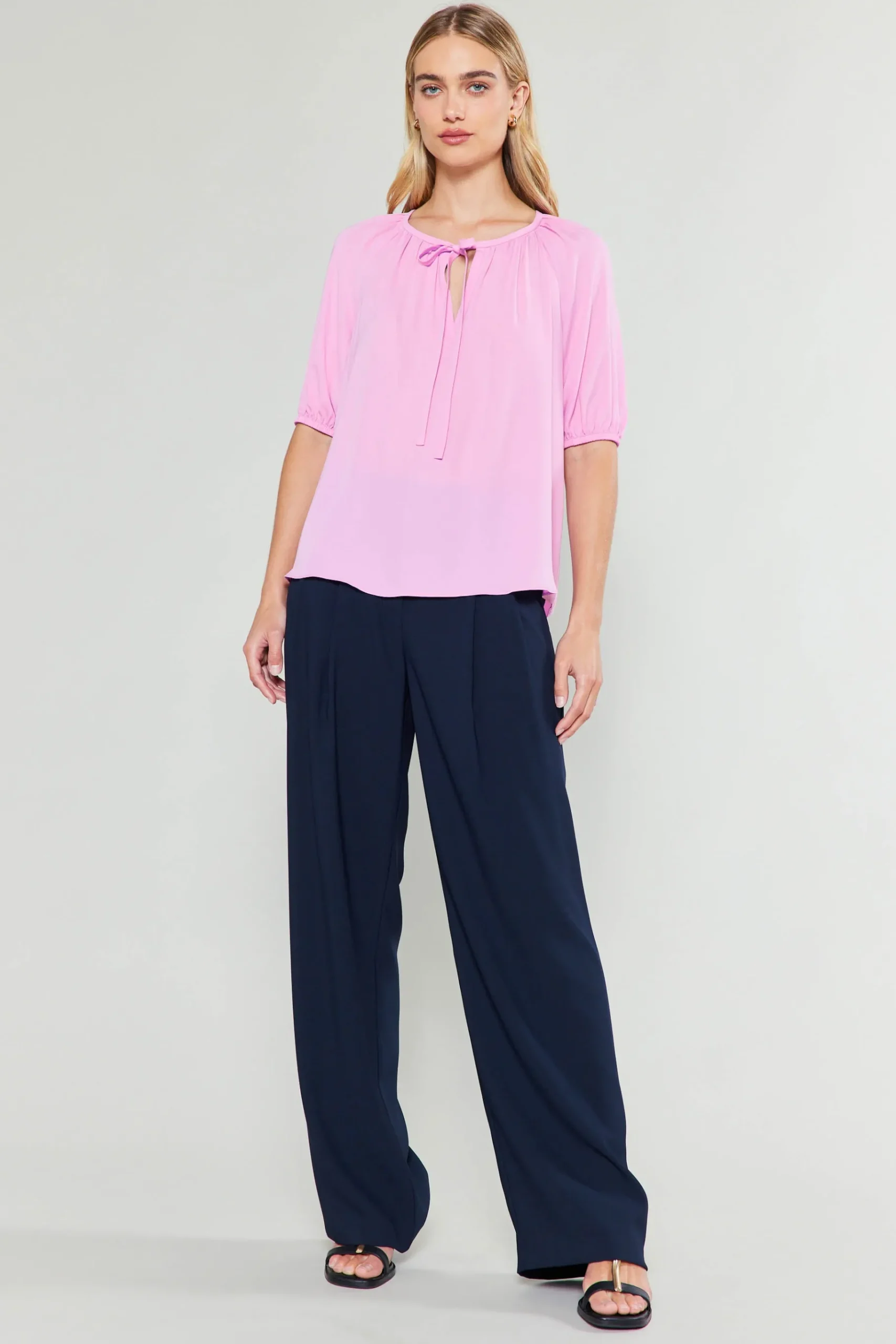 Hot Neck Tie Detailed Blouse Women Short Sleeve Tops