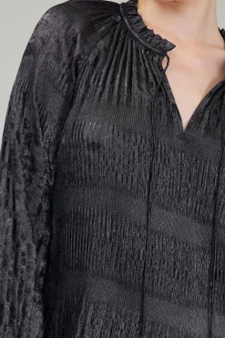 Outlet Opalescent Pleated Blouse Women Long Sleeve Tops