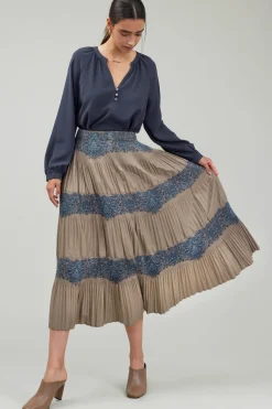Outlet Ornate Motif Midi Skirt Women Skirts