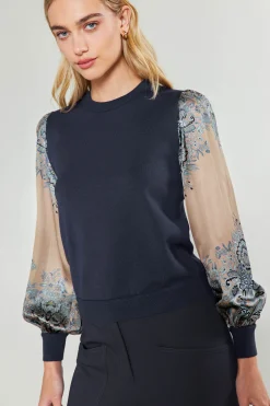 Sale Ornate Motif Sweater Top Women Knitwear | Sweaters