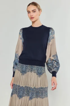 Sale Ornate Motif Sweater Top Women Knitwear | Sweaters