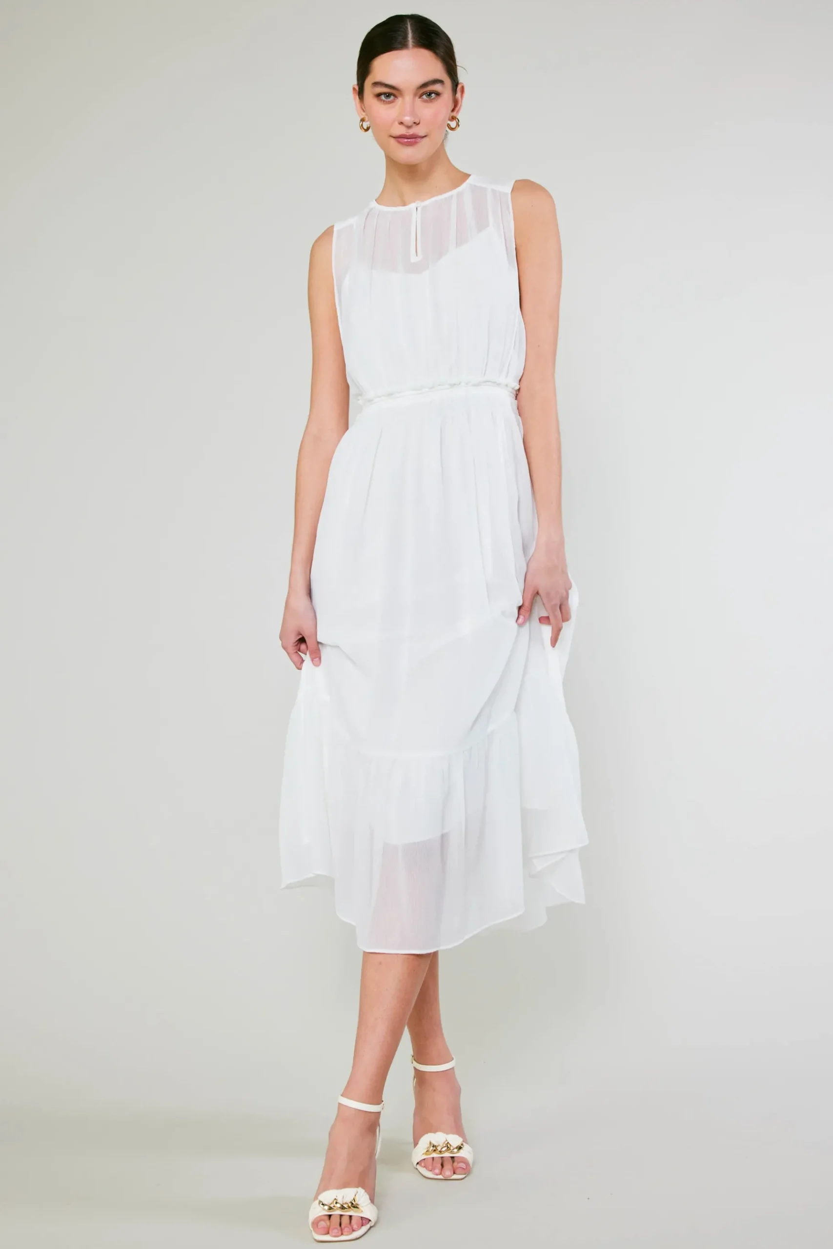 Hot Overlayed Midi Dress Women Midi Dresses