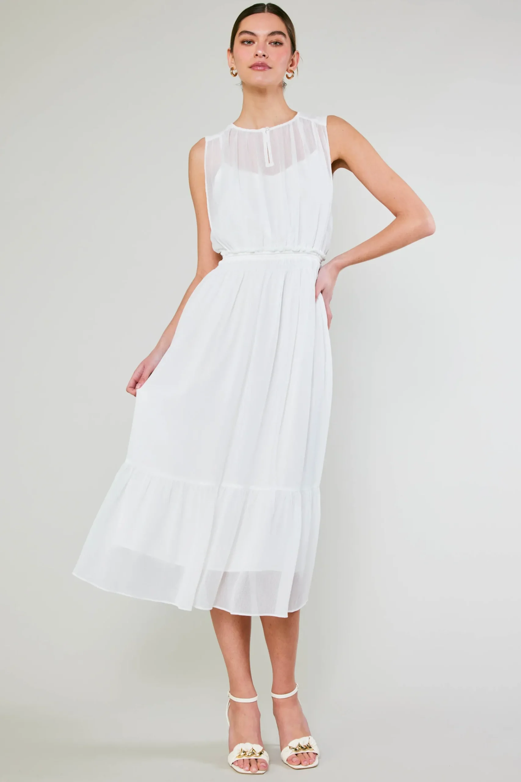 Hot Overlayed Midi Dress Women Midi Dresses