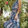 Outlet Painterly Floral Asymmetric Dress Women Maxi Dresses | Midi Dresses