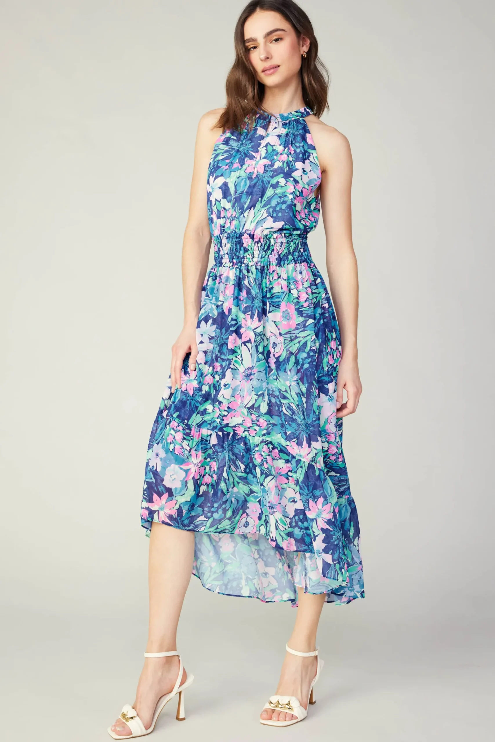 Outlet Painterly Floral Asymmetric Dress Women Maxi Dresses | Midi Dresses