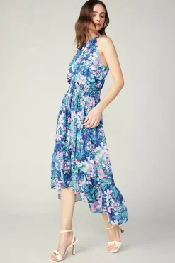 Outlet Painterly Floral Asymmetric Dress Women Maxi Dresses | Midi Dresses