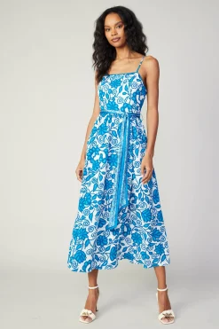 Online Painterly Floral Midi Dress Women Midi Dresses