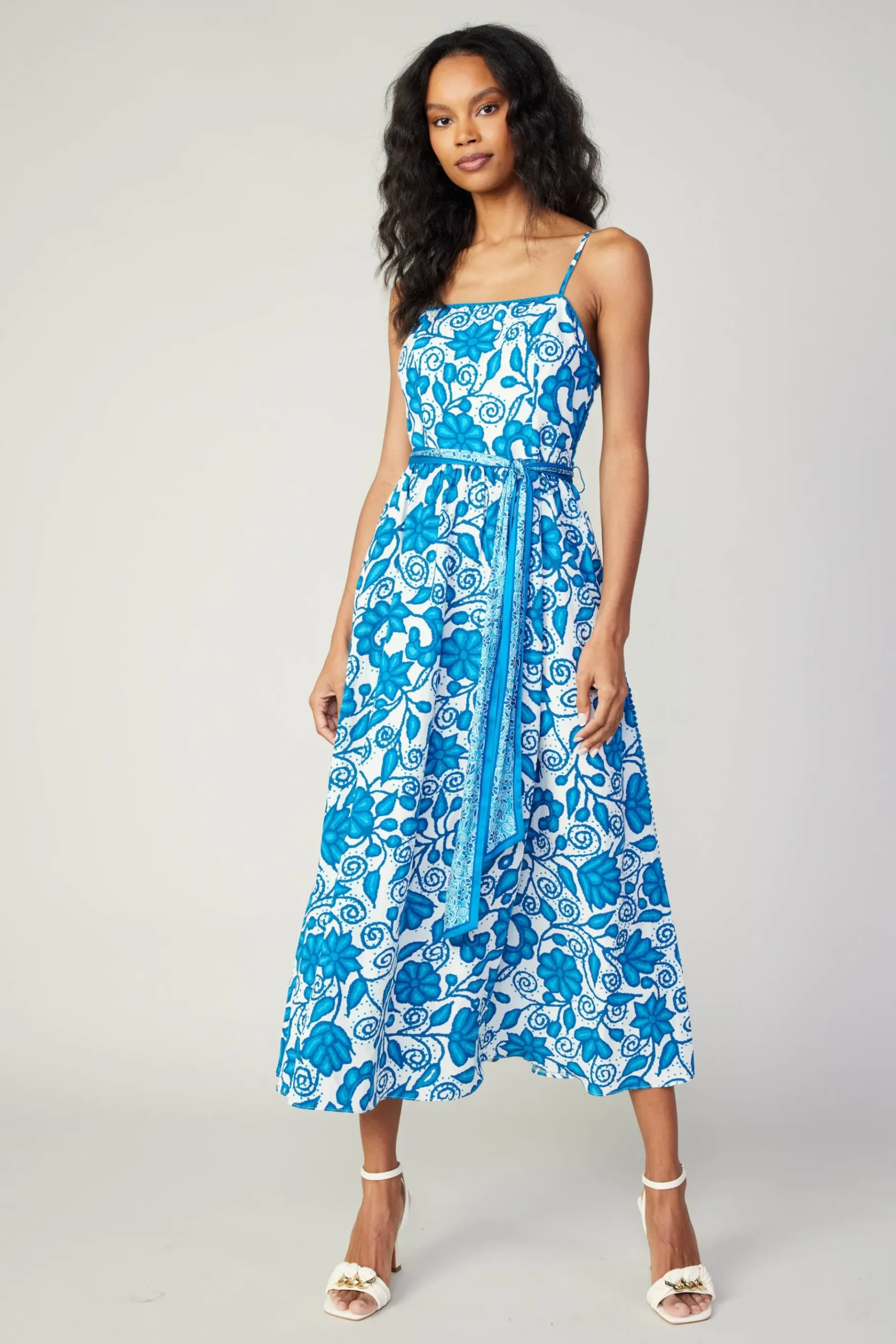 Online Painterly Floral Midi Dress Women Midi Dresses