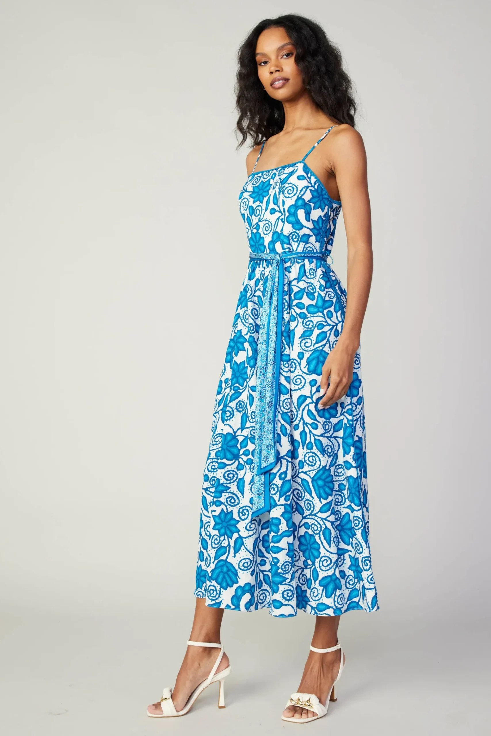 Online Painterly Floral Midi Dress Women Midi Dresses