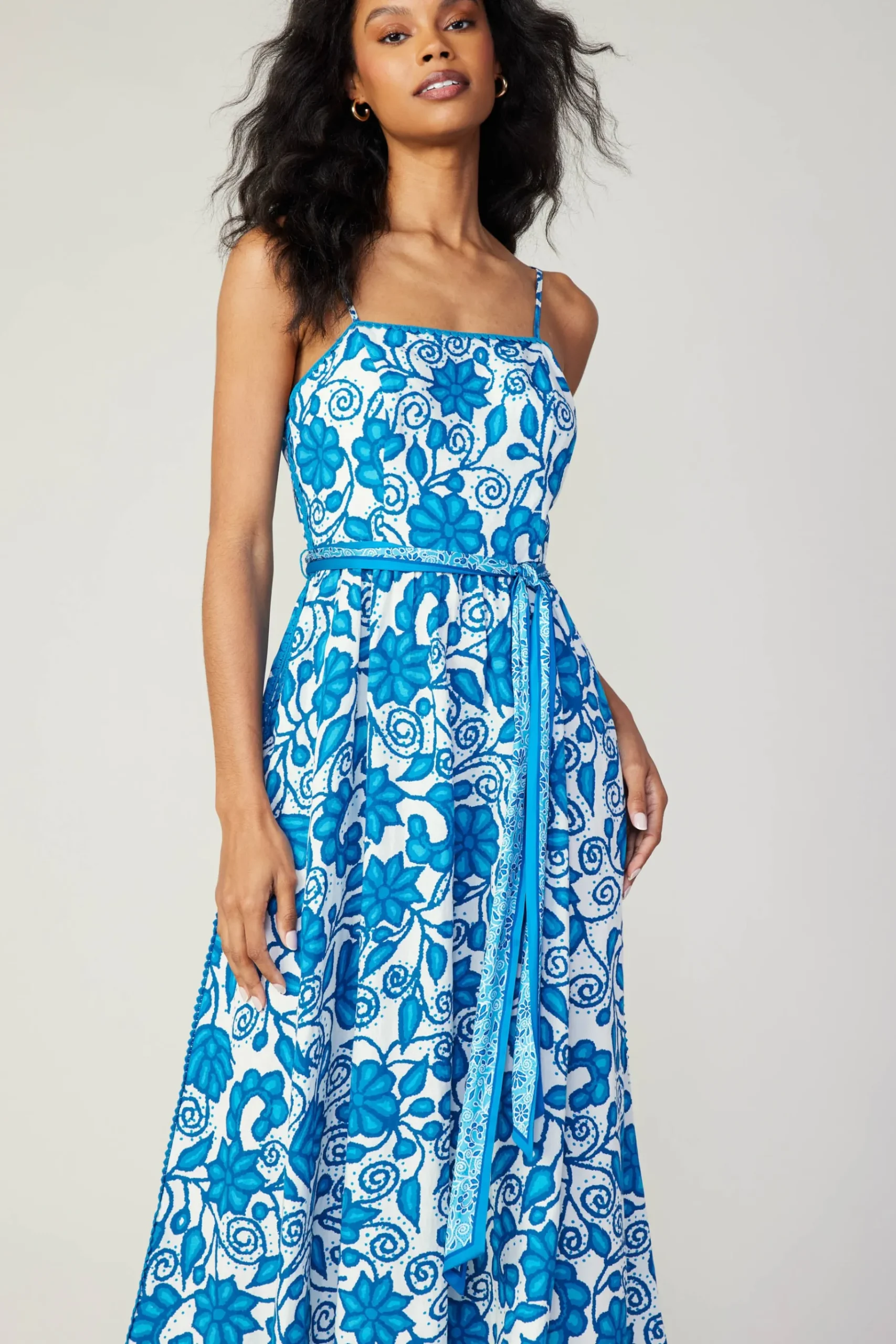 Online Painterly Floral Midi Dress Women Midi Dresses