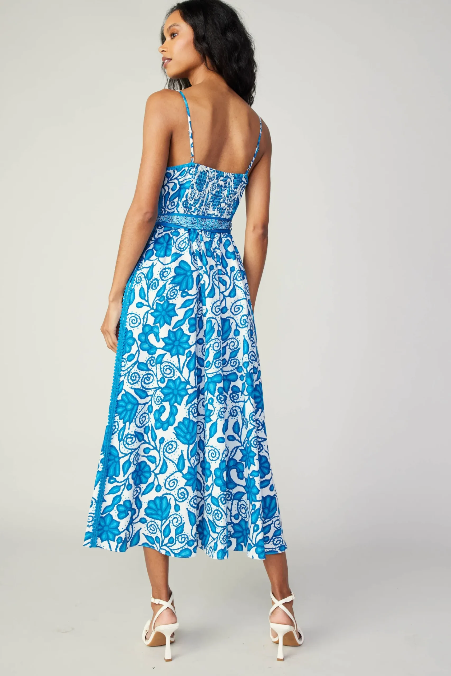 Online Painterly Floral Midi Dress Women Midi Dresses