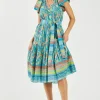 Hot Paisley Border Print Midi Dress Women Midi Dresses