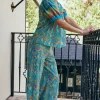 New Paisley Printed Wide Leg Pants Women Pants