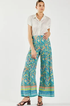 New Paisley Printed Wide Leg Pants Women Pants