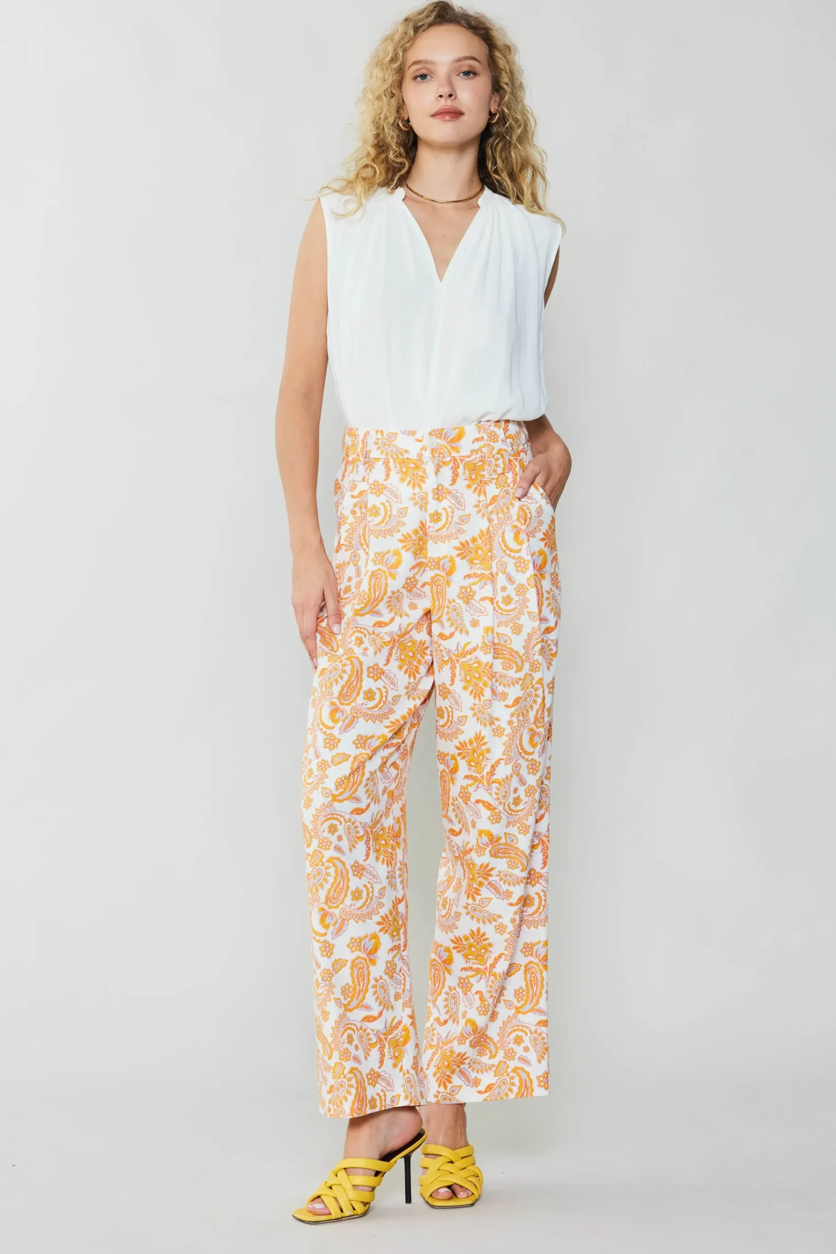 Online Paisley Printed Wide Pants Women Pants