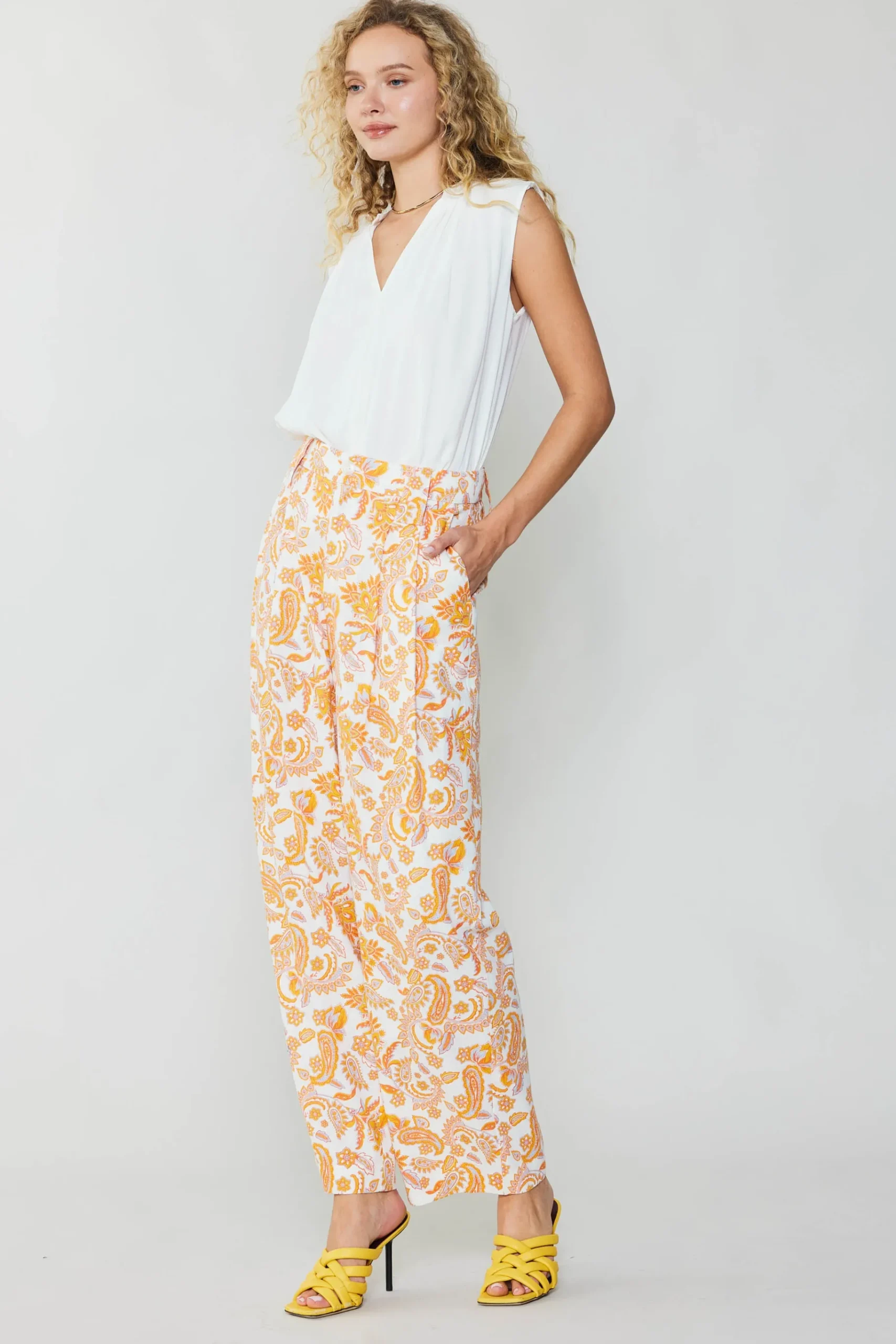 Online Paisley Printed Wide Pants Women Pants