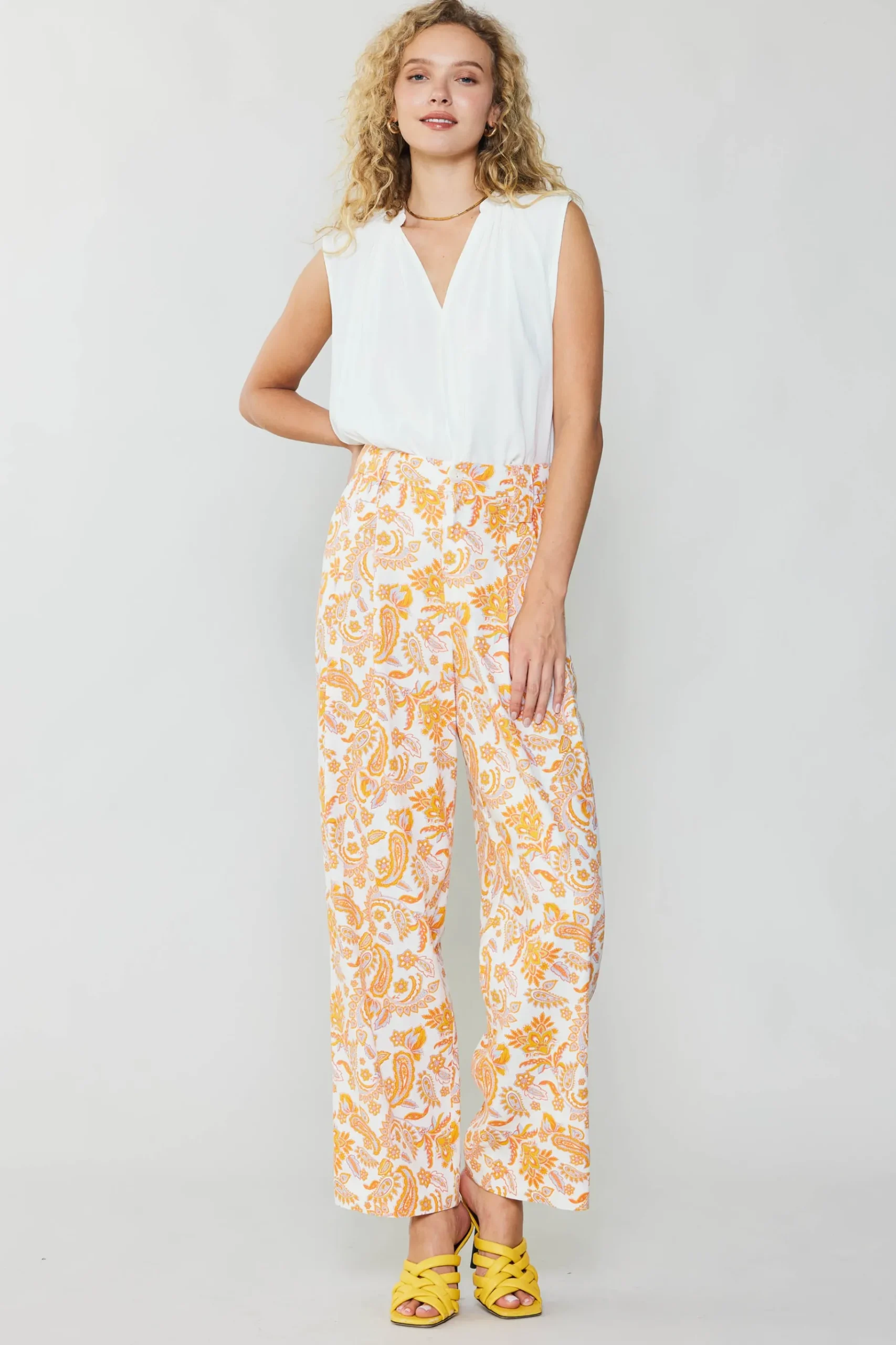 Online Paisley Printed Wide Pants Women Pants