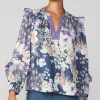 Best Peacock Floral Blouse Women Long Sleeve Tops