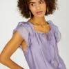 Discount Peekaboo Flutter Sleeve Top Women Sleeveless Tops | Short Sleeve Tops