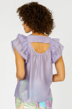 Discount Peekaboo Flutter Sleeve Top Women Sleeveless Tops | Short Sleeve Tops