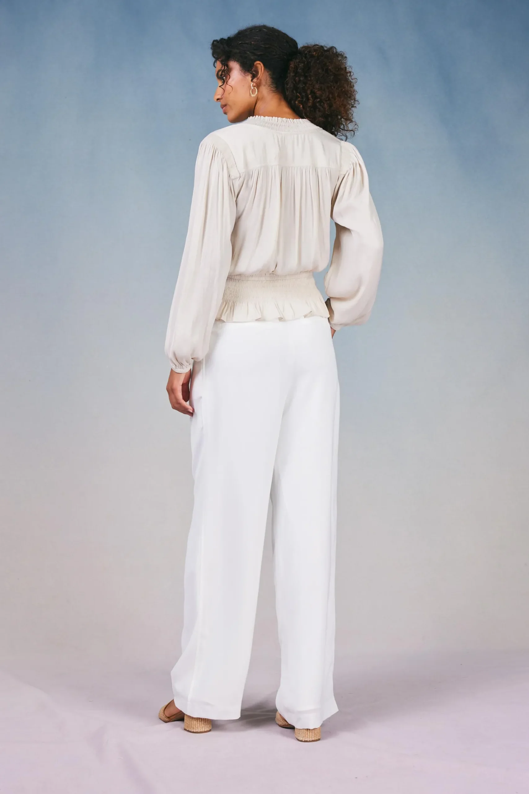Hot Peplum Collared Blouse Women Long Sleeve Tops