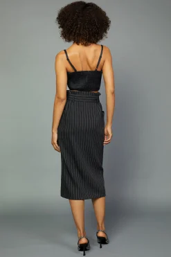 Clearance Pinstriped Midi Skirt Women Skirts
