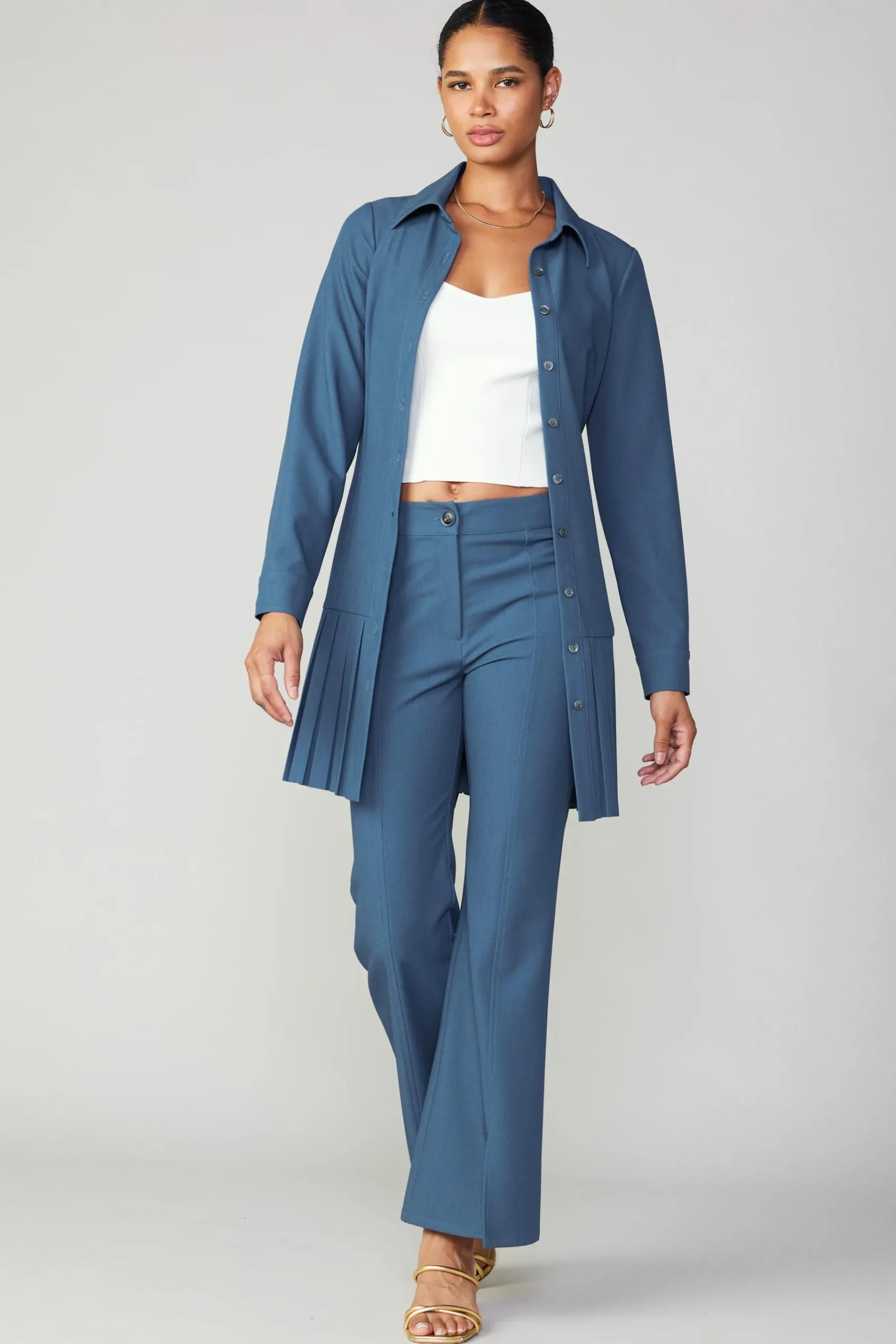 Hot Pintucked Split Hem Pant Women Pants