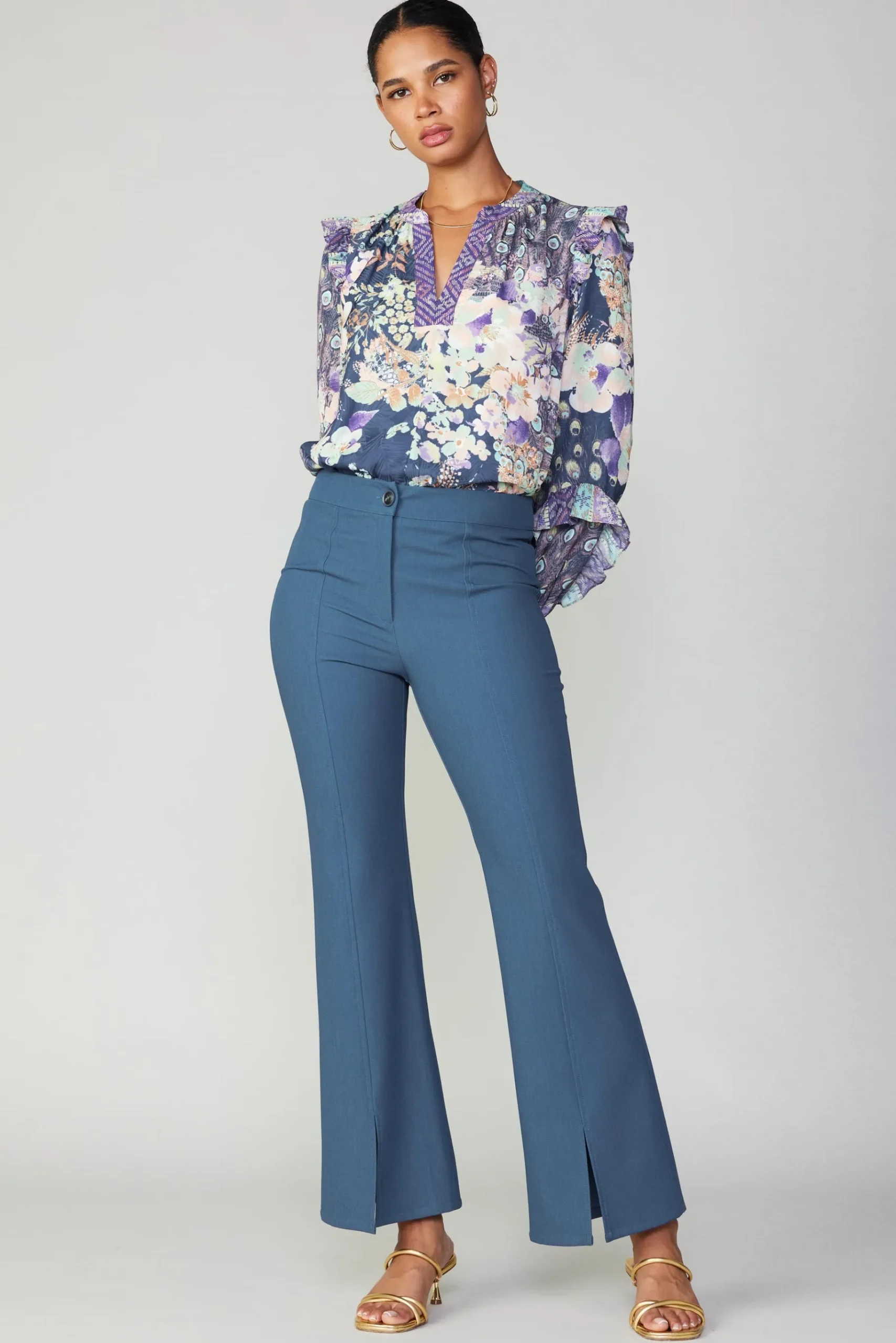 Hot Pintucked Split Hem Pant Women Pants