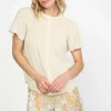 New Pintucked Yoke Blouse Women Short Sleeve Tops