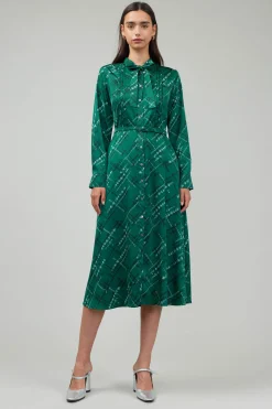 Fashion Plaid Pattern Midi Dress Women Midi Dresses