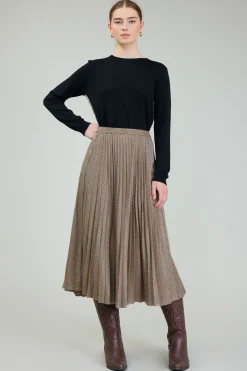 Best Plaid Pleated Midi Skirt Women Skirts
