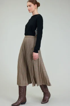 Best Plaid Pleated Midi Skirt Women Skirts